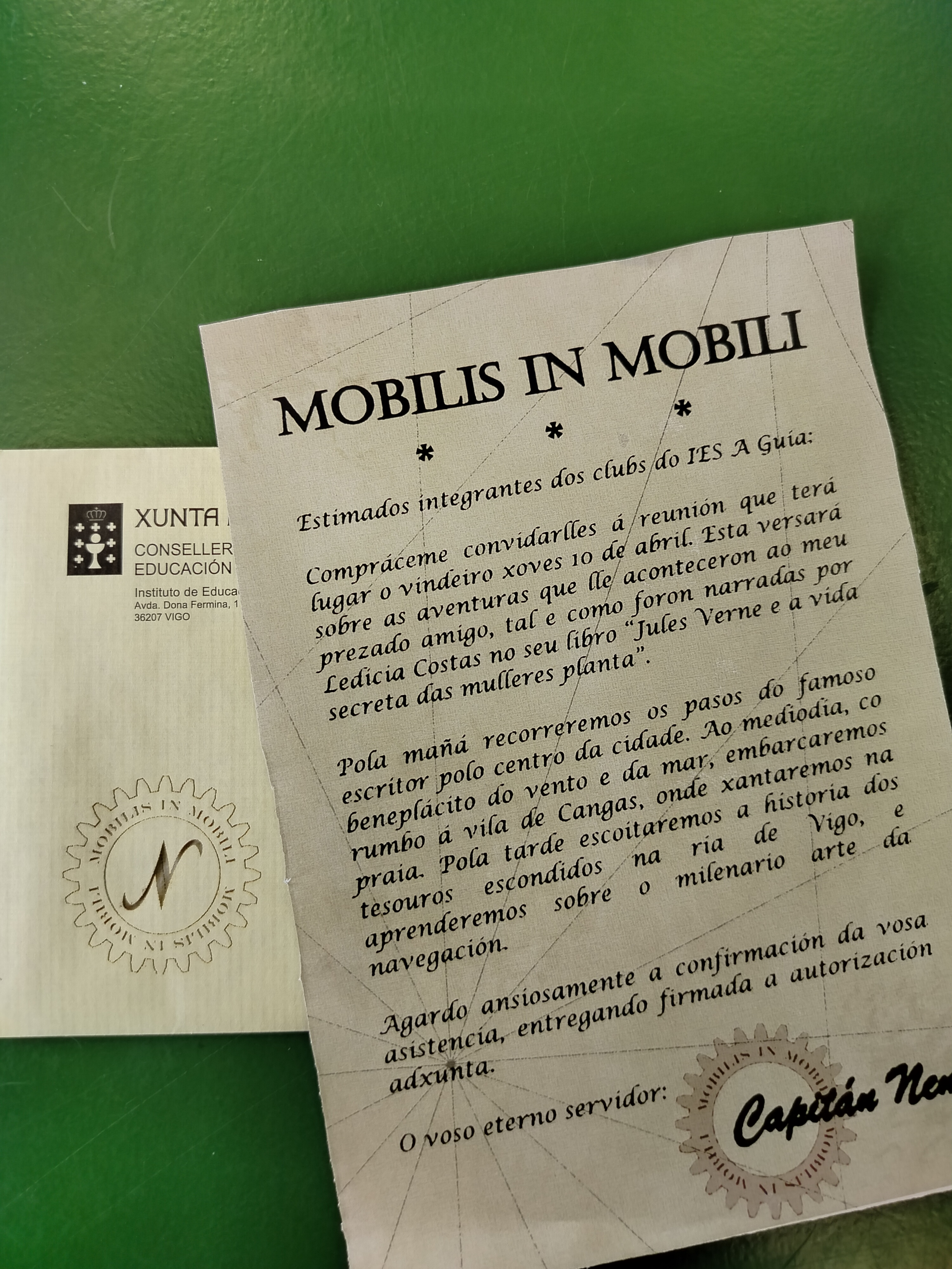 Carta de invitación do capitán Nemo