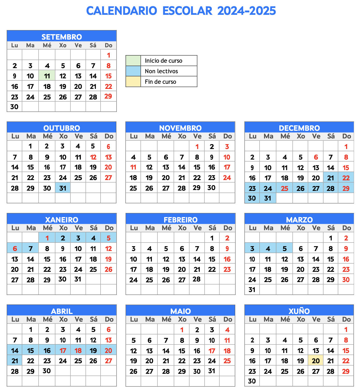 Calendario escolar 2024-2025