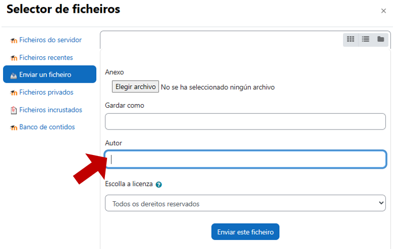 Selector de ficheiros: cambiar autor