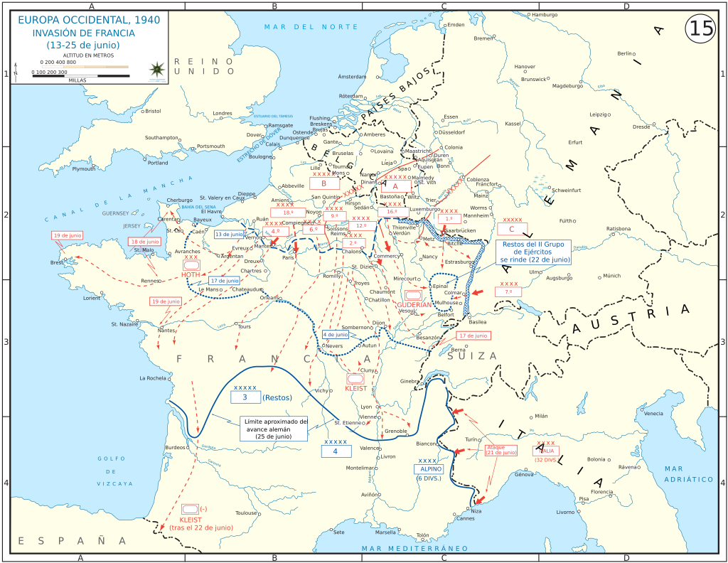 mapa invasión de Francia