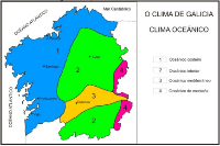 Mapa dos climas de Galicia