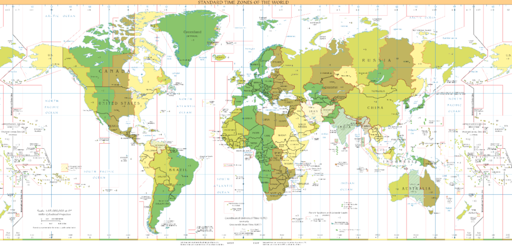 Mapa dos fusos horarios