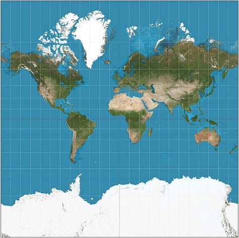 Mapa con proxección Mercator