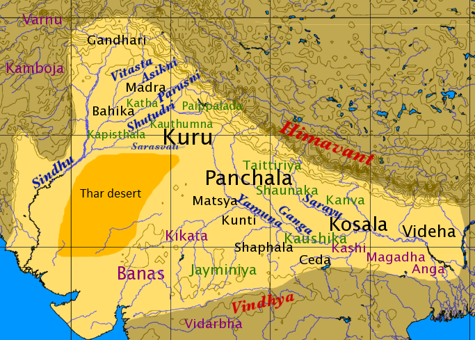 Mapa da India na época védica