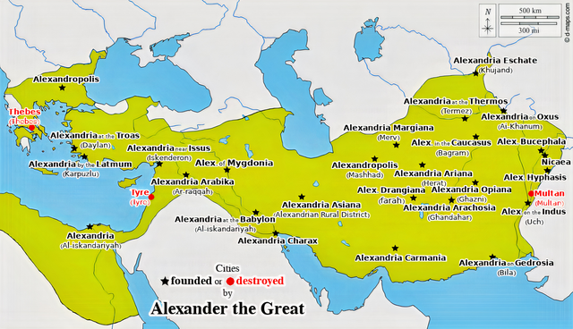 Mapa do imperio de Alexandre Magno