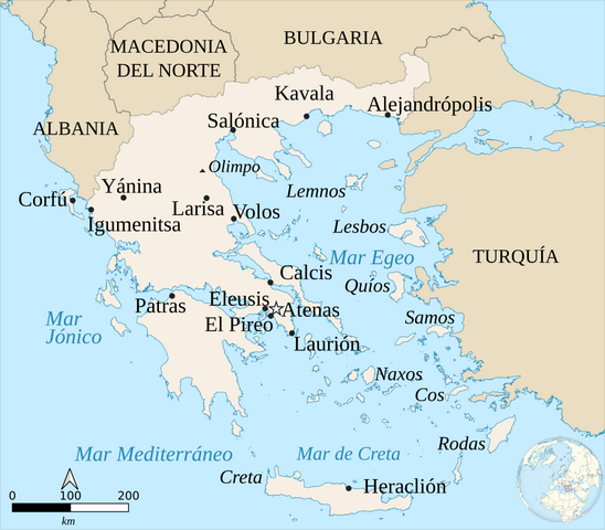 Mapa da Grecia actual
