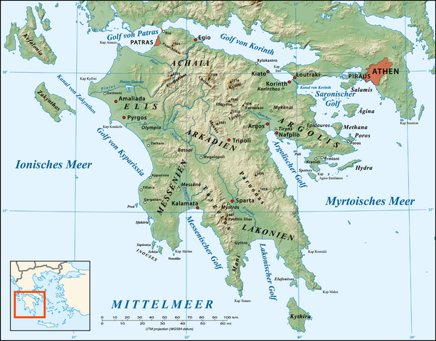 Mapa do Peloponeso