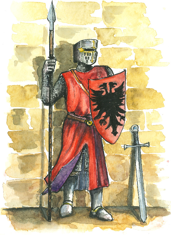 Debuxo dun cabaleiro medieval