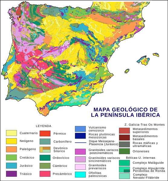 Mapa xeolóxico da península Ibérica