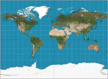 Mapa con proxección cilíndrica