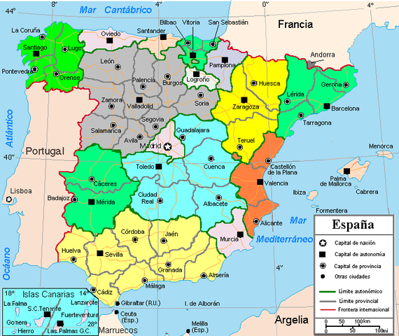 Mapa político da España actual