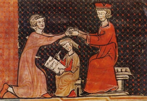 Cerimonia da homenaxe nun manuscrito do século XIII