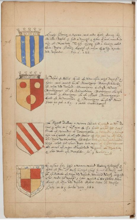 Armorial inglés. París, Biblioteca Nacional de Francia, MS. Anglais 32, fol. 10v