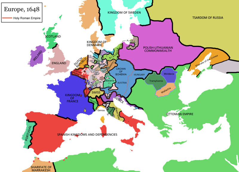 Mapa Europa 1648