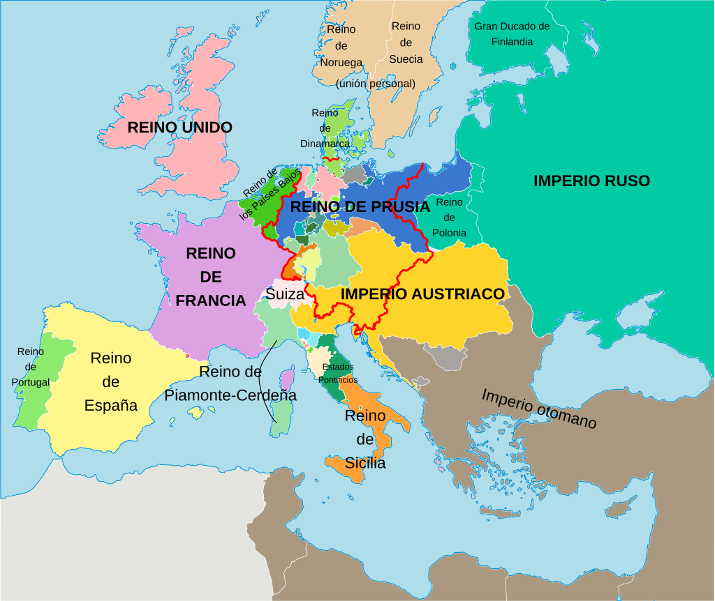mapa de Europa en 1818
