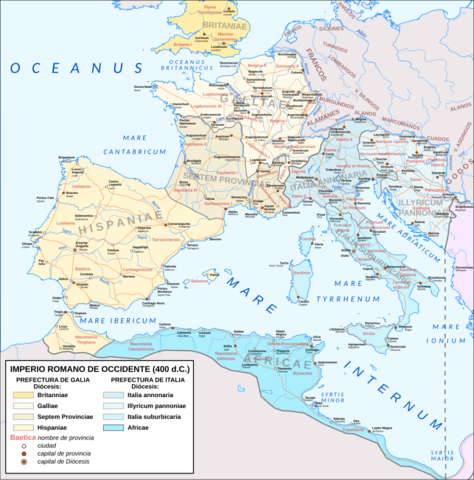 Mapa Imperio Occidental año 400 