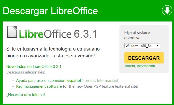 Descarga LibreOffice 6.3.1