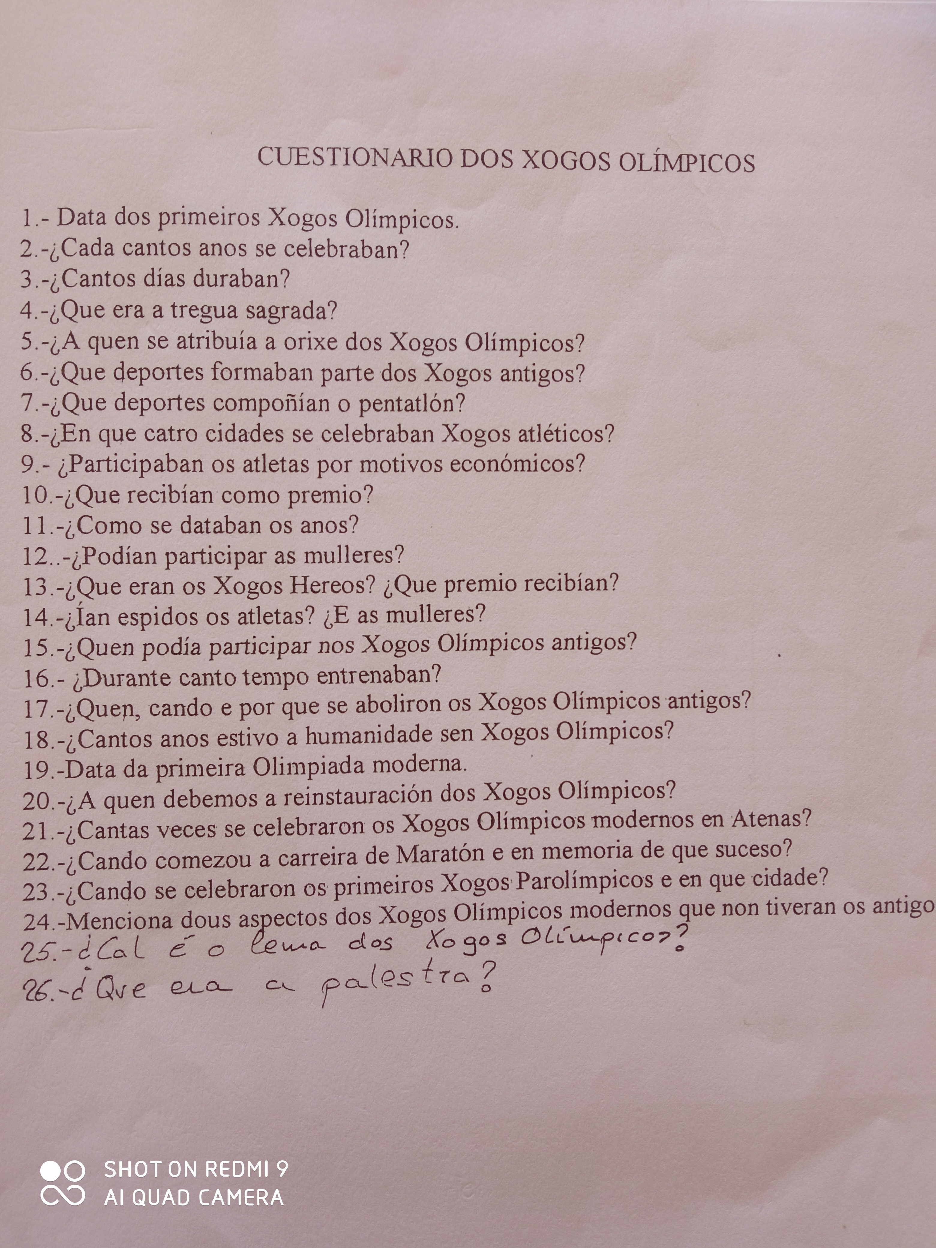Preguntas sobre los JJ OO en la antigua Grecia