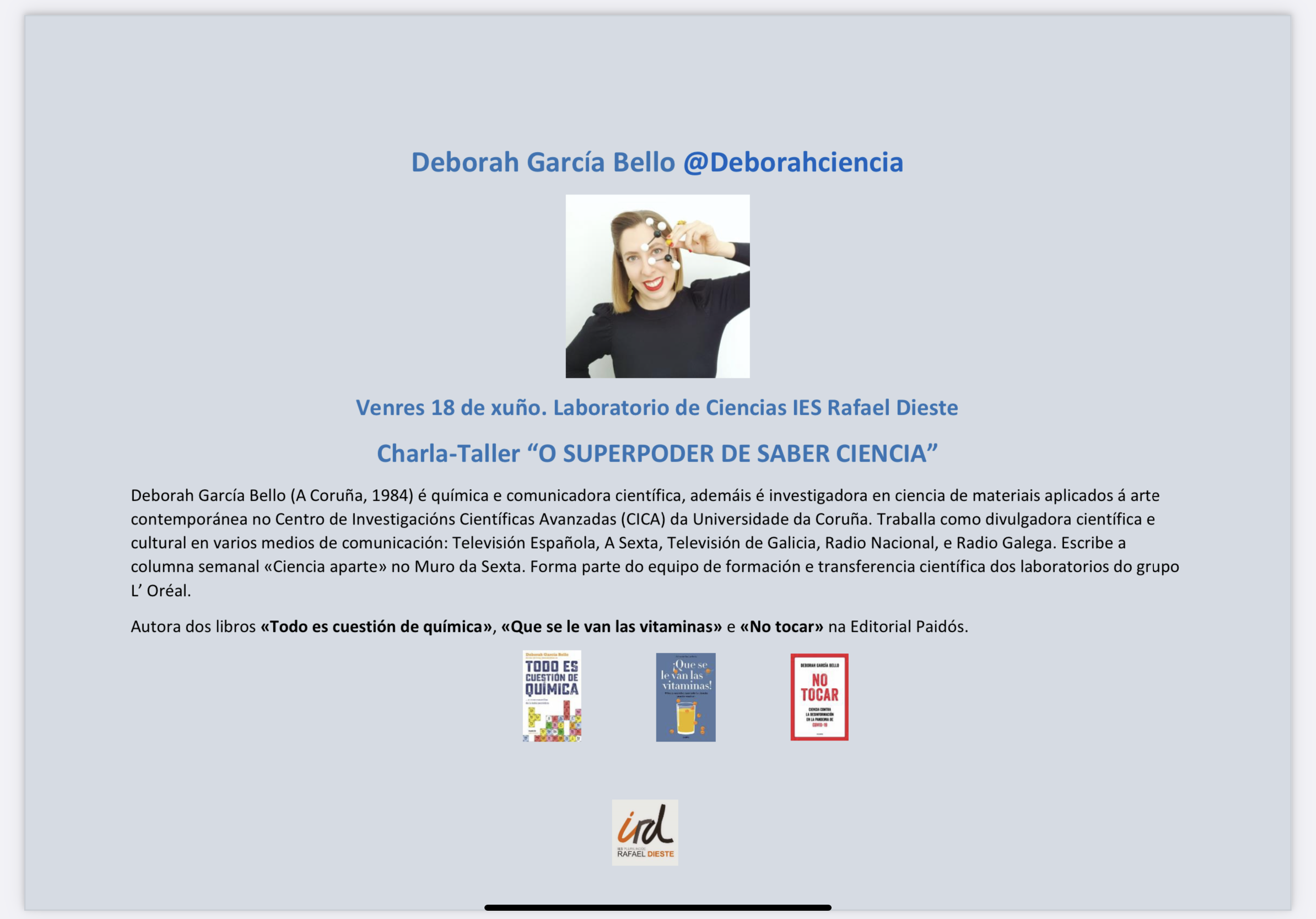 Foto moníptico Deborahciencia