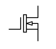 Representación de un transistor MOSFET con empobrecimiento en el canal N.