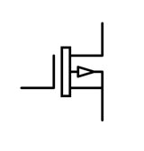 Representación de un transistor MOSFET con empobrecimiento en el canal P.