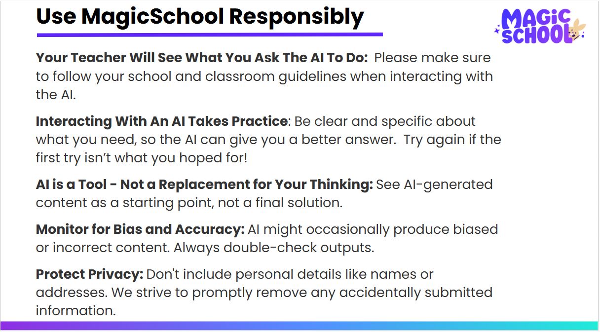 Use MagicSchool AI responsibly