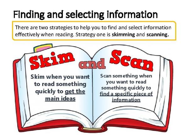 Reading strategies: skim and scan
