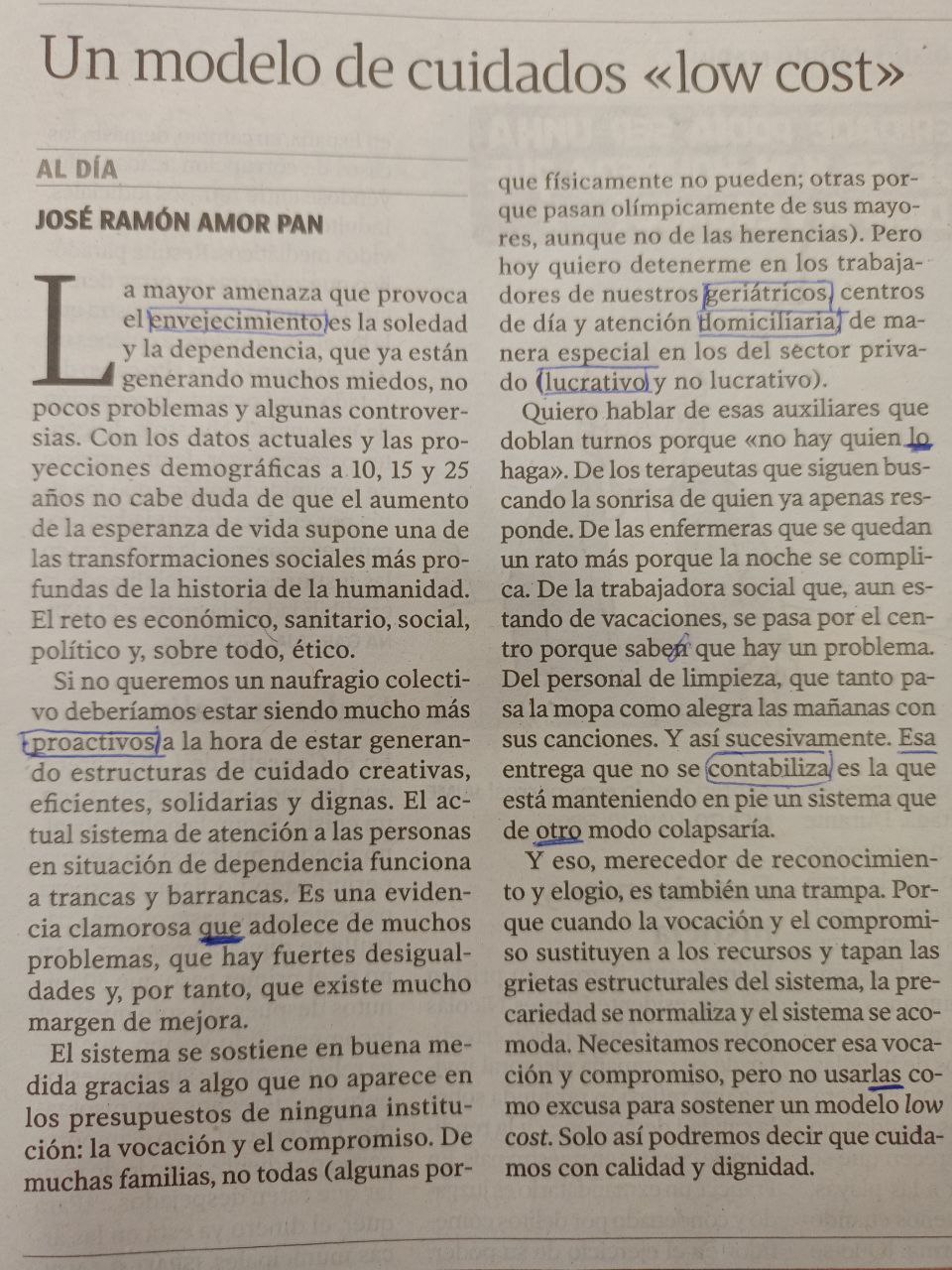 foto del artículo. Modelo de cuidados "low cost"