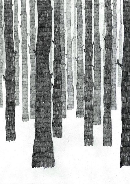 Troncos a diferentes tons de grafito (2B, 4B,...)