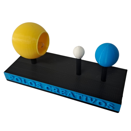 Modelo 3D coa Terra a Lúa e o Sol para impresión 3D