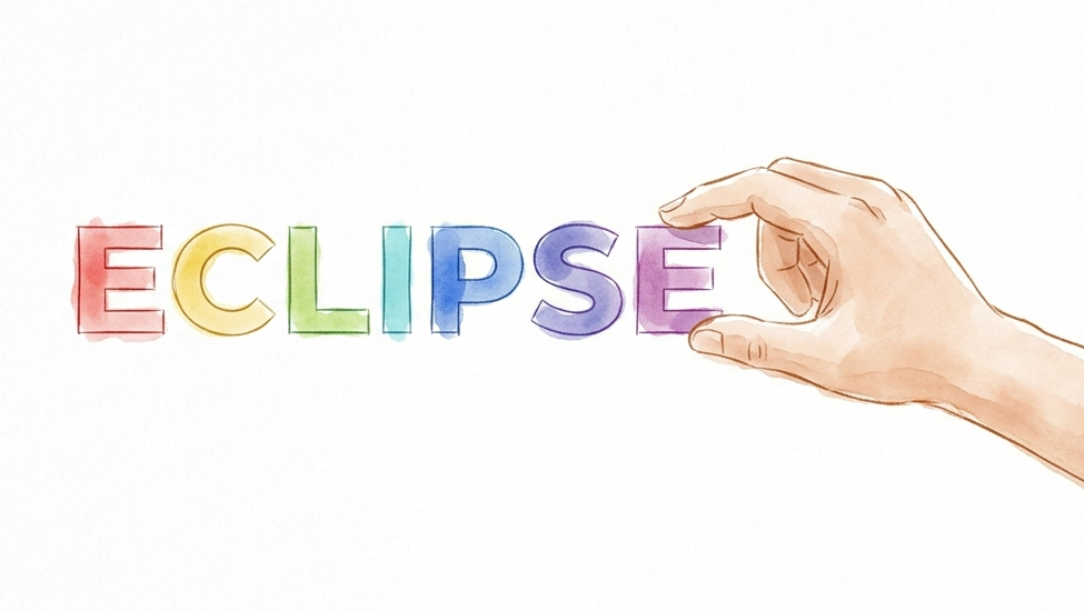 Animación das letras da palabra eclipse