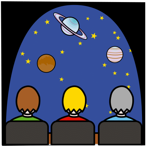 Simulación Pictograma de planetario para representar o concepto de simulación