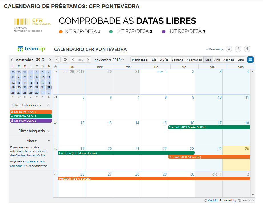 Captura de calendario de préstamo