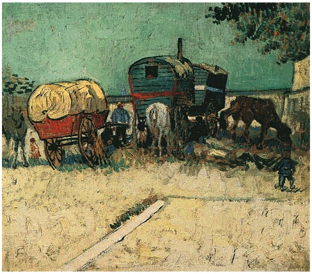 Campamento de gitanos: cadro de Van Gogh.