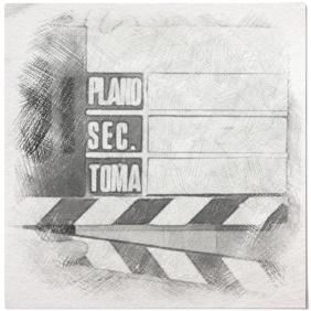 Imaxe dunha claqueta cinematográfica.