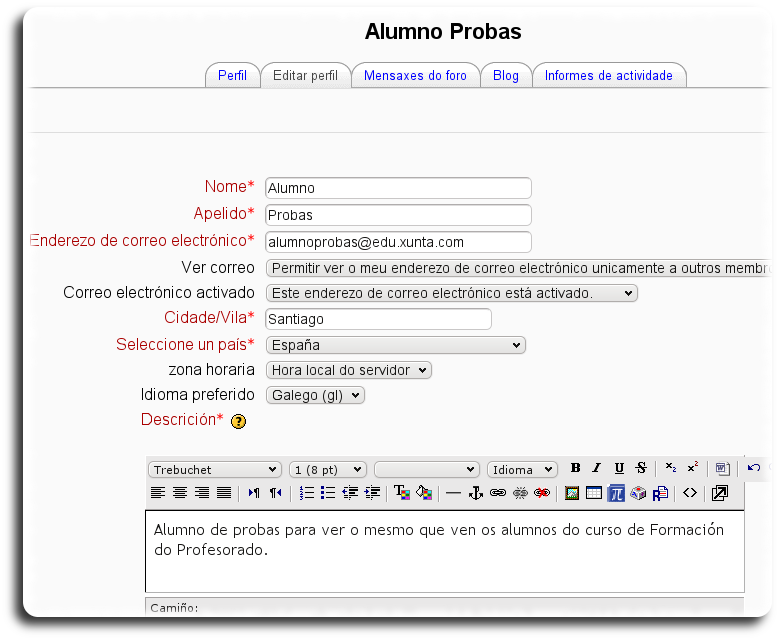 Modificar contrasinal Modificar contrasinal