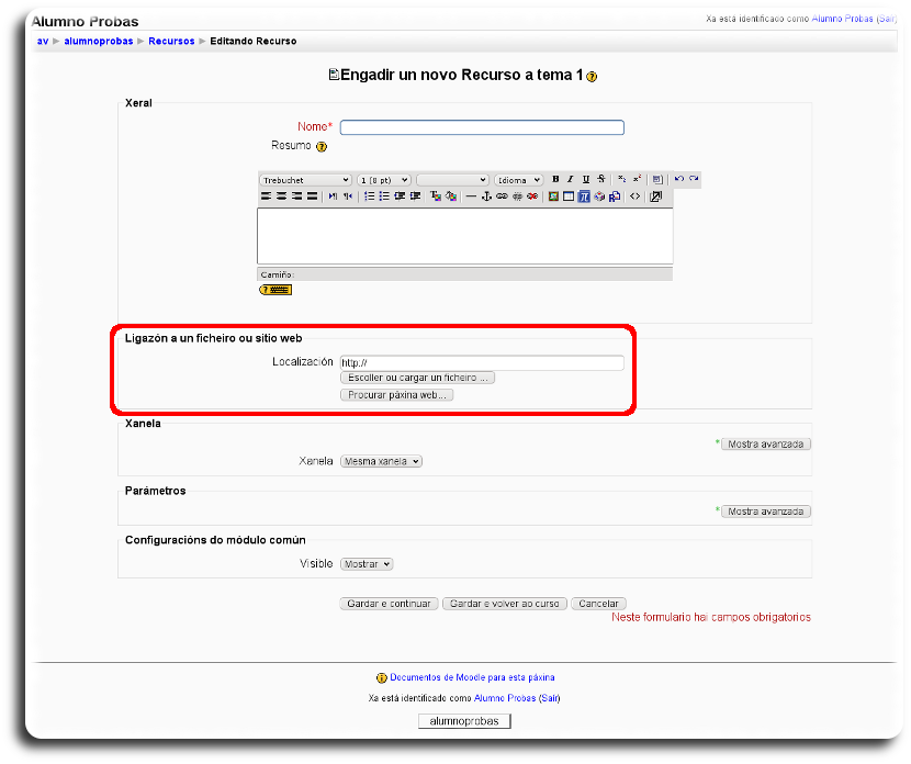 Ligazón a ficheiro ou sitio web Ligazón a ficheiro ou sitio web