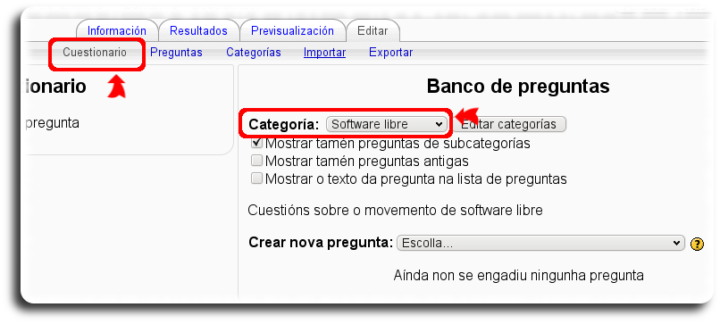 Seleccionar categoría creada Seleccionar categoría creada