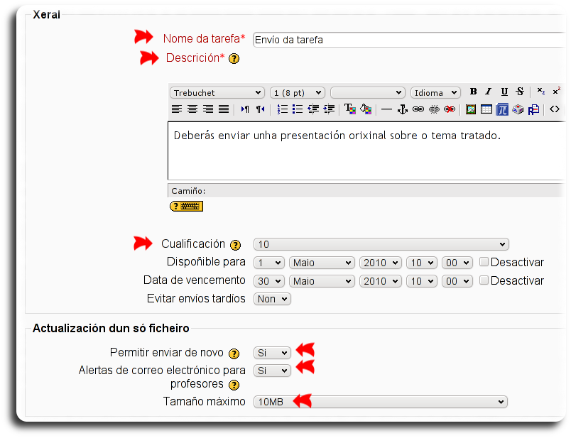 Formulario de creación Formulario de creación