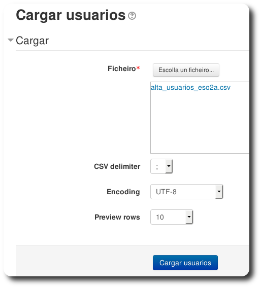 Subir ficheiro de datos