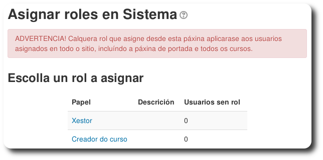 Asignar roles do sistema