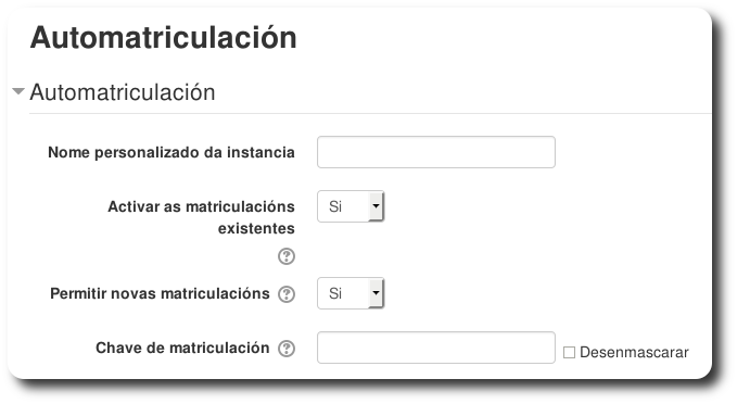Nova instancia de automatriculación