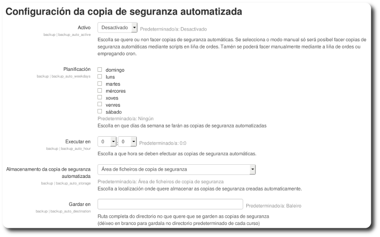 Configuración das copias automáticas (1)