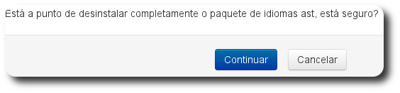 Confirmar desinstalación de idioma