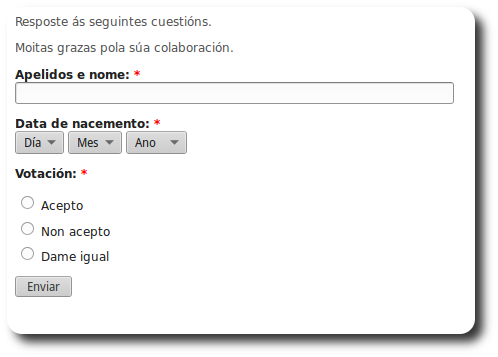 cuestionario en branco