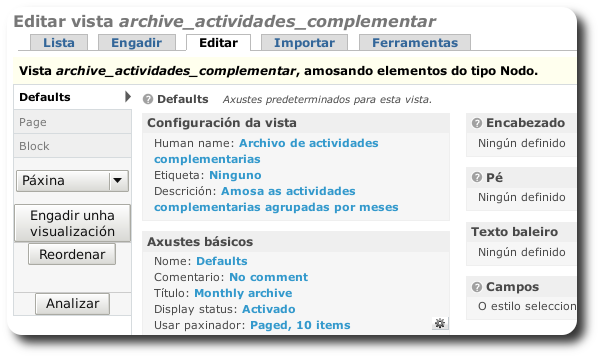 Edición da nova vista clonada