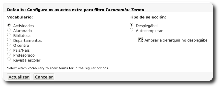 Selecionamos a categoría