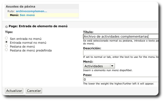 Menú de acceso á vista