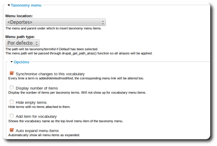 Categor&iacute;a dentro do men&uacute; de Navegaci&oacute;n