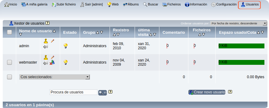 usuarios oor defecto